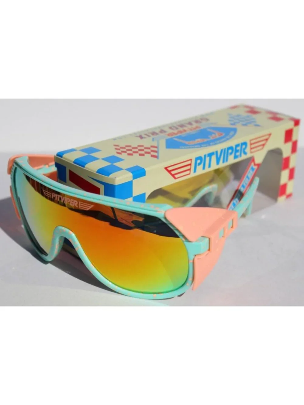 PIT VIPER The Peaches and Green Grand Prix Sunglasses Green/Orange NEW